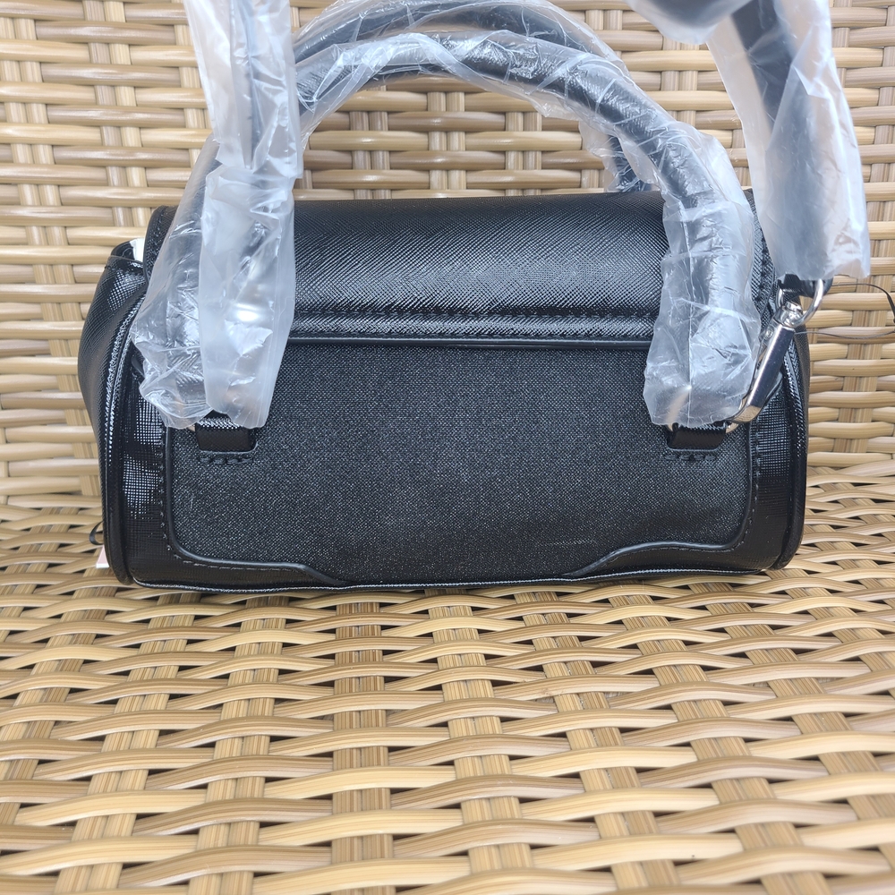 Paris Hilton Black Mini Satchel Bag Purse Structured Handles - Picture 4 of 14